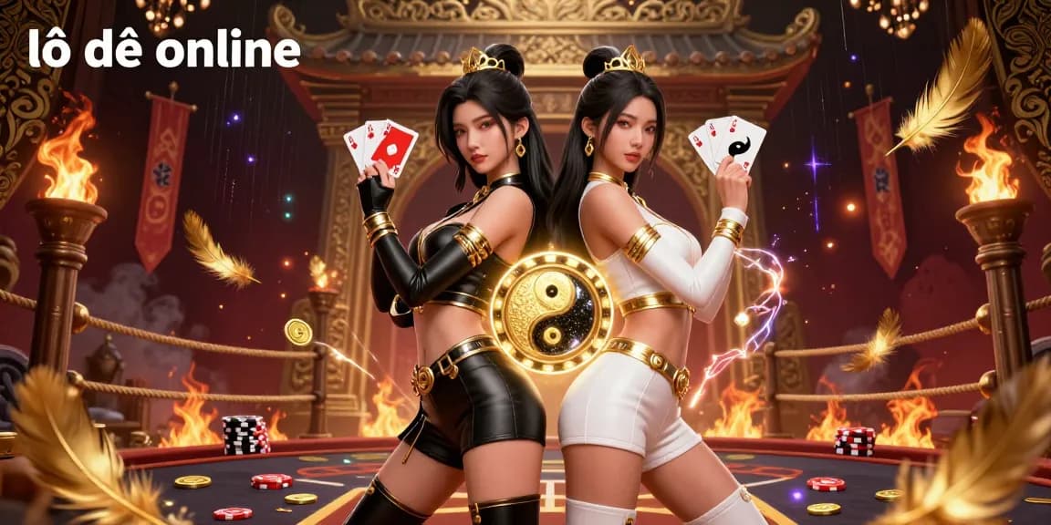 Engage in thrilling lô đề online action with stunning twin players showcasing their winning cards in a vibrant casino atmosphere.