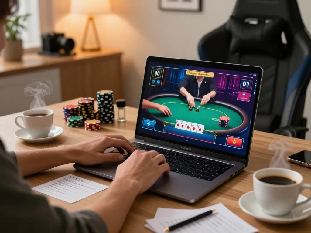 Engaged player strategizing in the 79KING online poker game, showcasing a dynamic gaming environment.