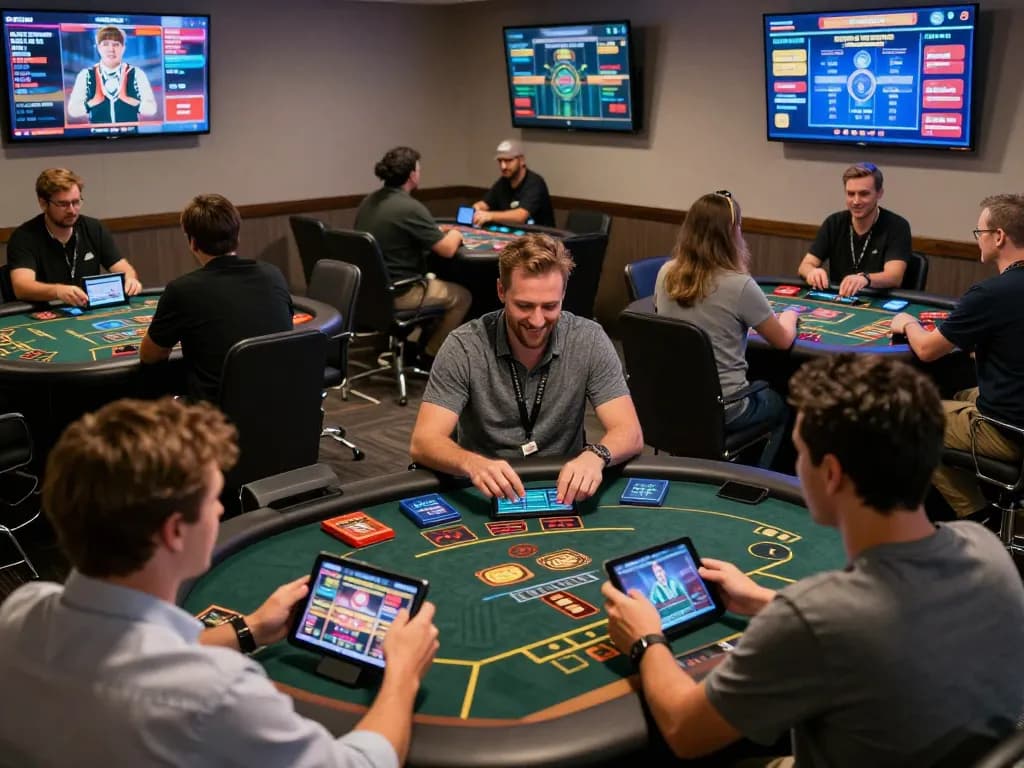 Players engaging in online games at 999bet live casino, enjoying a vibrant atmosphere with friendly dealers.