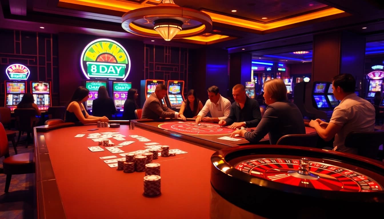 Experience the thrill of winning at Link 8DAY with vibrant casino scenes.