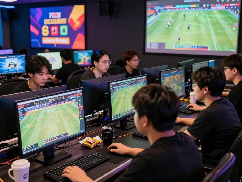 Engaging scene of online players focused on fb88 đăng nhập, highlighting excitement in virtual gambling atmosphere.