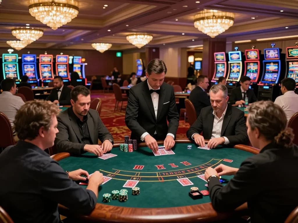 Players at SC88 blackjack tables showcase dynamic gameplay in a luxurious casino setting.