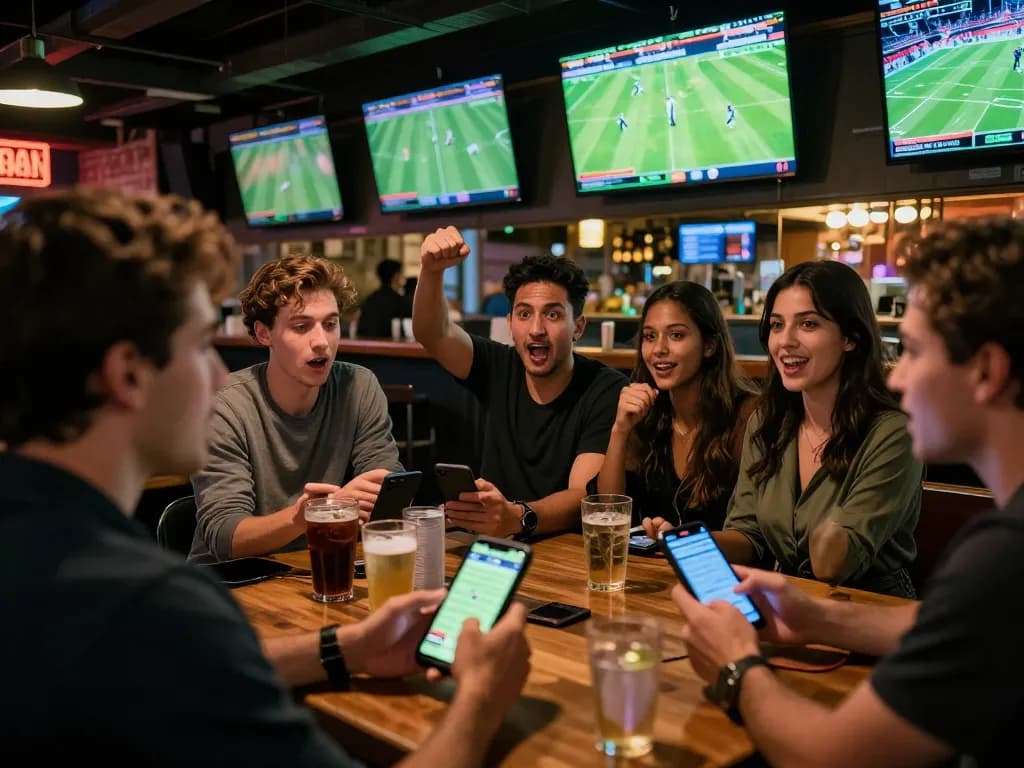Engaging in sports betting at KQBD with friends while watching live football matches