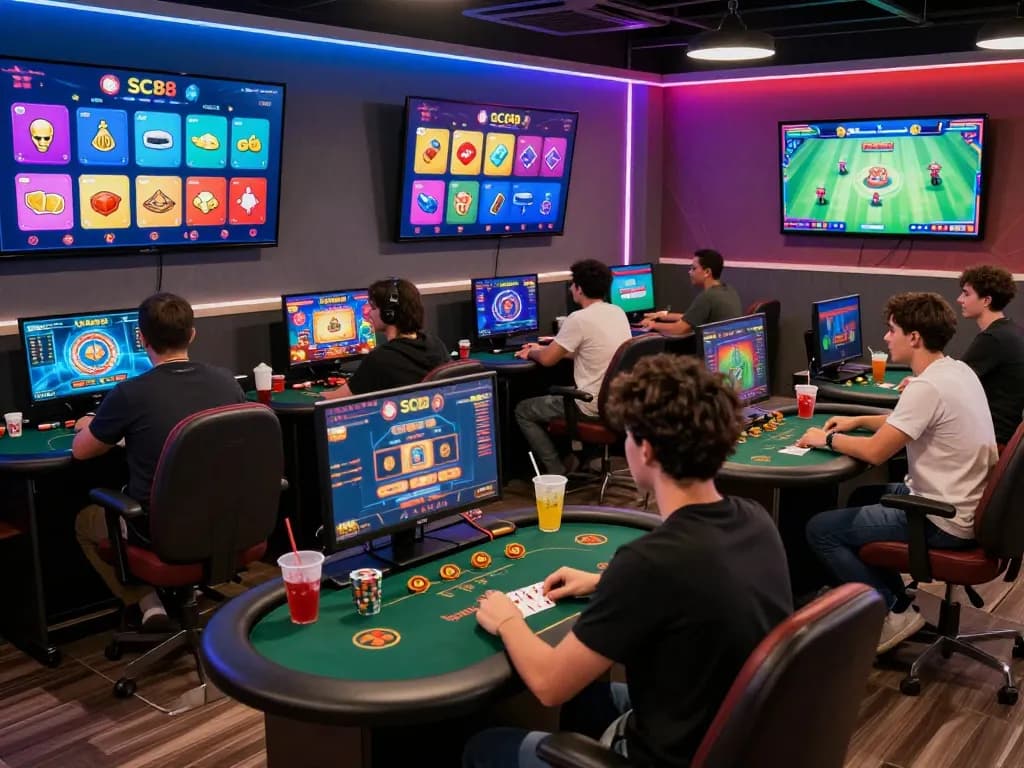 Exciting online gaming scene at SC88 with diverse players enjoying casino and sports betting activities.
