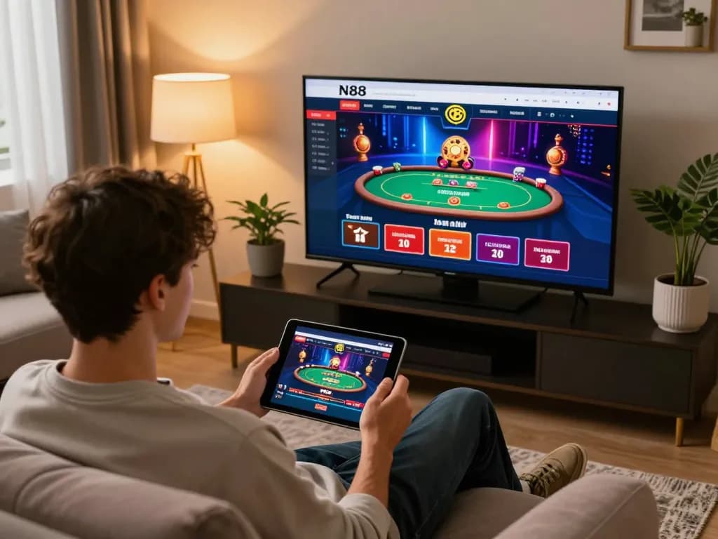 N88 engages users in exciting online casino games from home with a vibrant tablet interface.