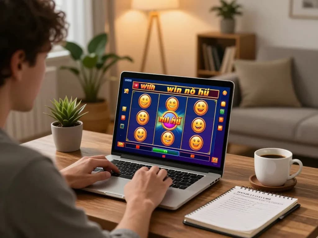 Experience rwin nổ hũ while gaming online from the comfort of home, showcasing a vibrant slot interface.