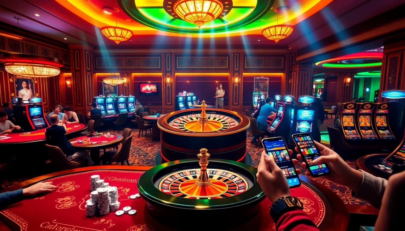 Experience the thrill of gambling at https://mtr888.com/ with vibrant casino tables filled with excited players.