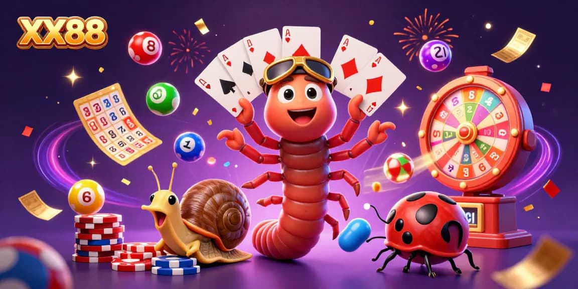 Experience thrilling games at XX88 with an animated casino scene showcasing excitement and celebration.