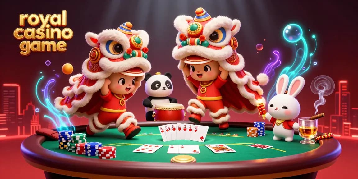 Engage with the royal casino game as cute characters perform a dance amid vibrant casino elements.