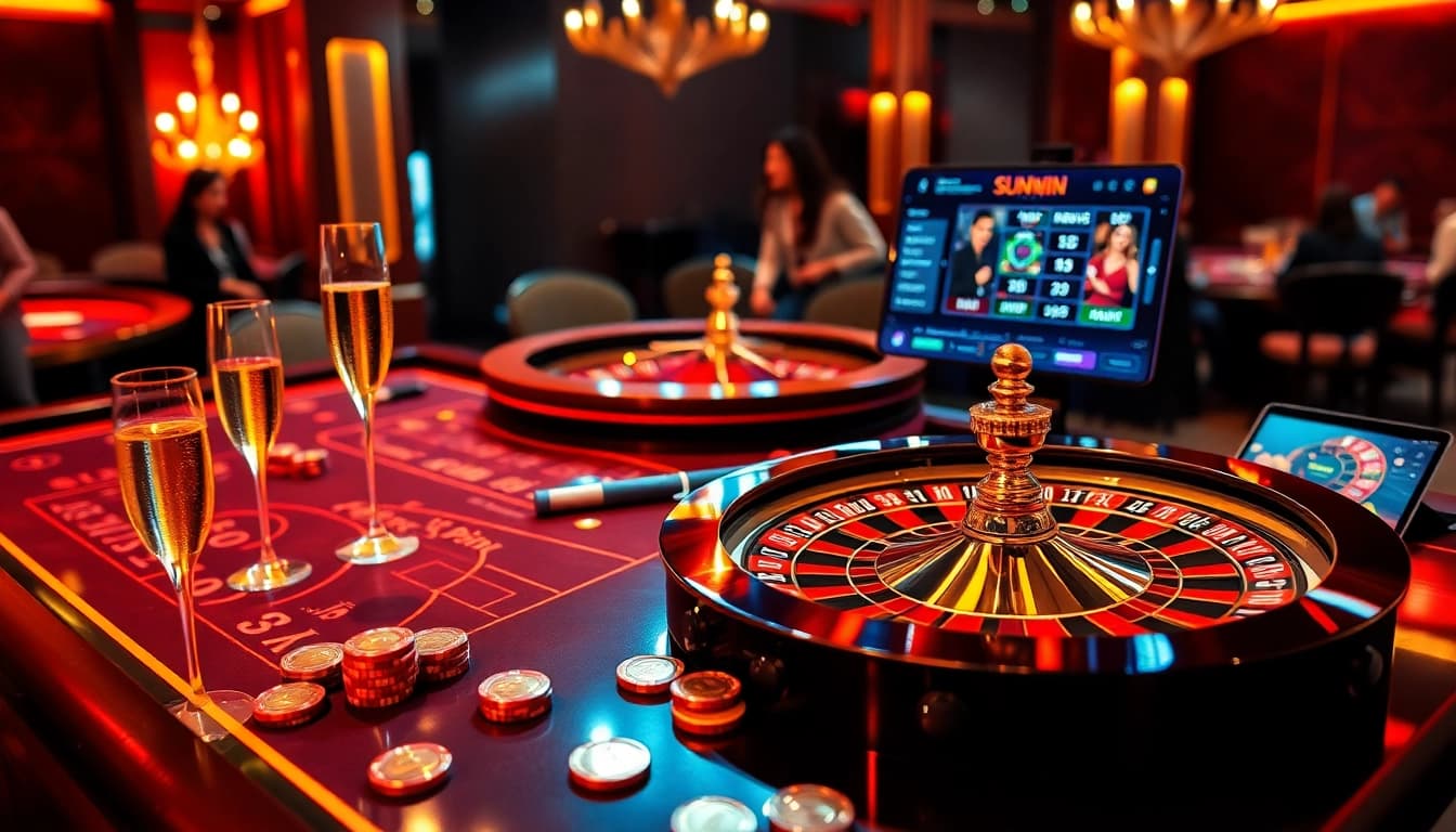 Experience the thrilling gameplay at SUNWIN with vibrant casino tables and exciting winning opportunities.