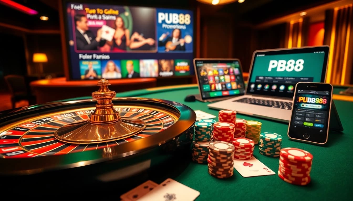 Engaging in exciting online gambling at https://pub88us.com/ with vibrant casino visuals and promotions.