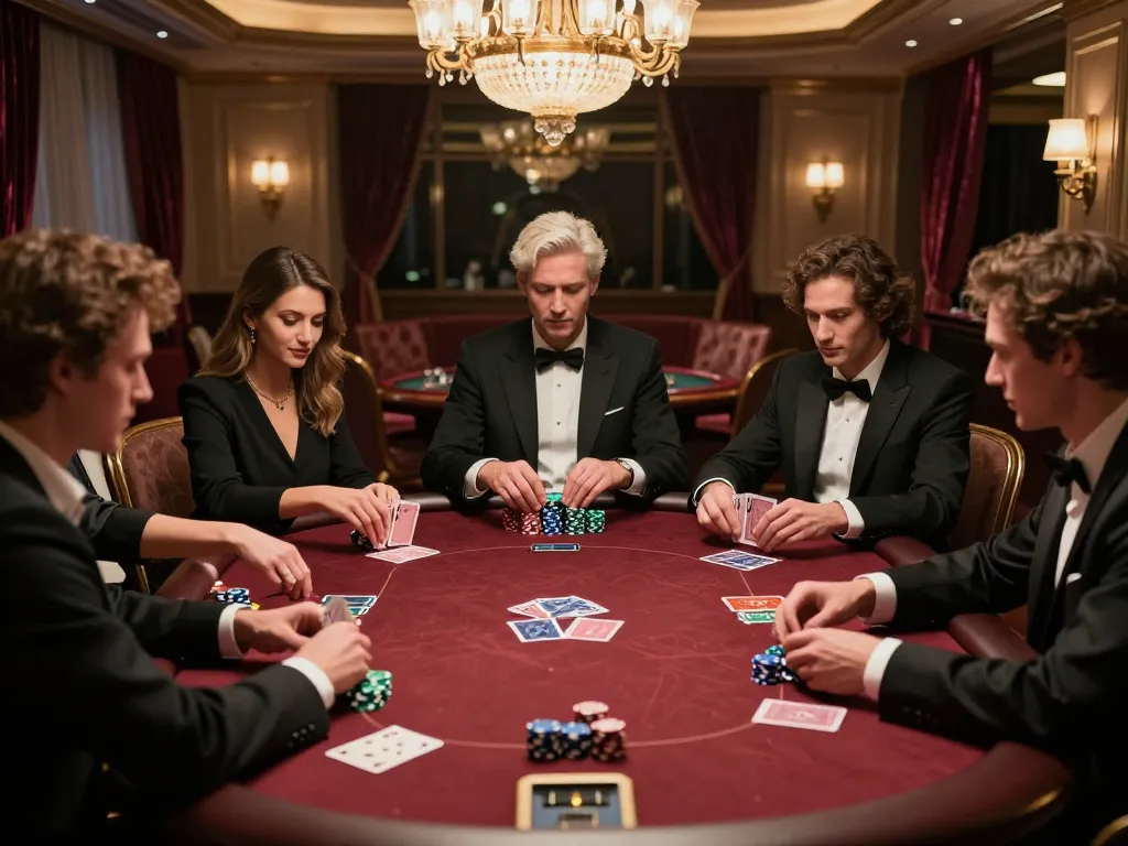 High-stakes poker action at a private game showcasing legge strategies in a luxurious casino setting.