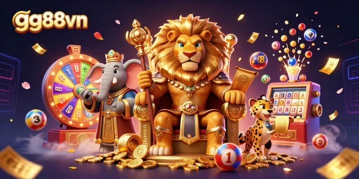 Engage with thrilling games at gg88vn featuring a lion king, elephant advisor, and cheetah messenger.