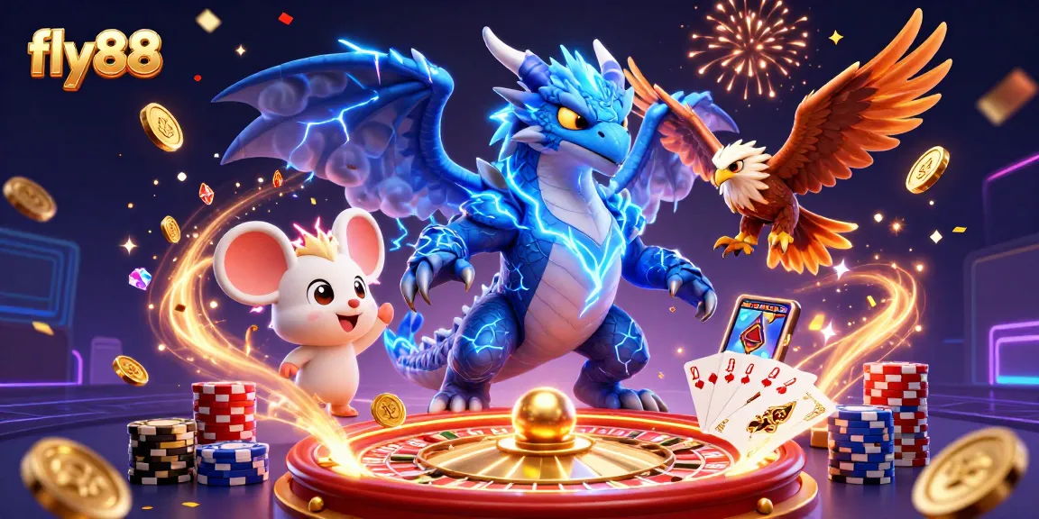 Experience high-energy gaming action at fly88 with stunning characters and vibrant casino elements.