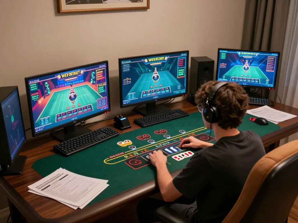 Exciting online gambling scene at hi88 with player engaged in baccarat strategy.
