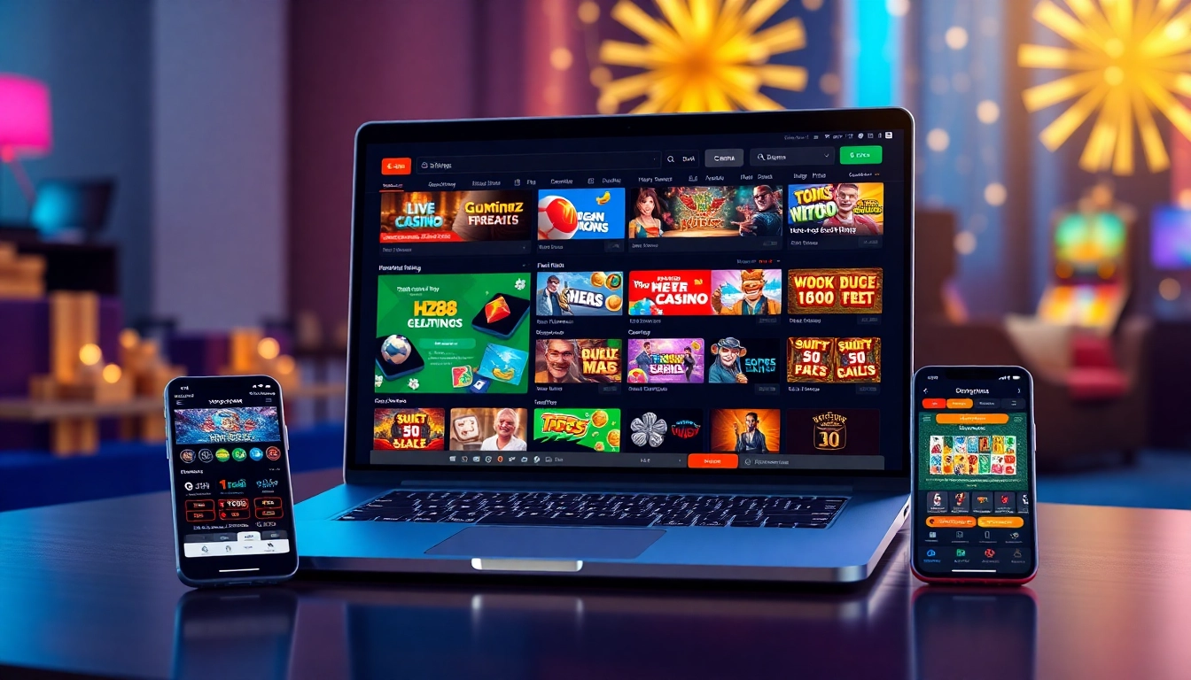 Engaging HZ88 online betting interface displayed on a modern laptop with colorful game graphics.