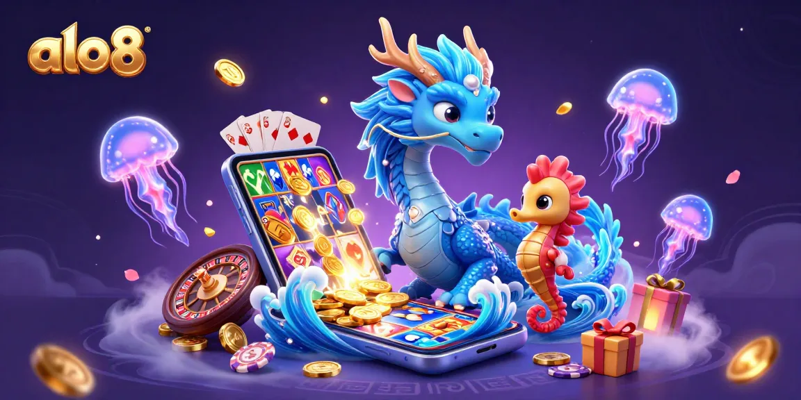 Experience the thrilling action of alo8 with an enchanting dragon, seahorse knight, and vibrant casino elements!