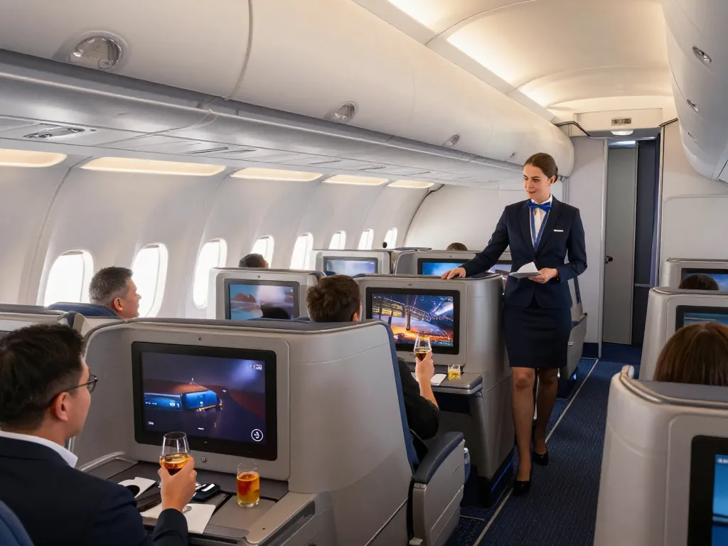 Passengers experiencing link 789P luxury in a Boeing 787-9P cabin with comfortable seating and onboard service.