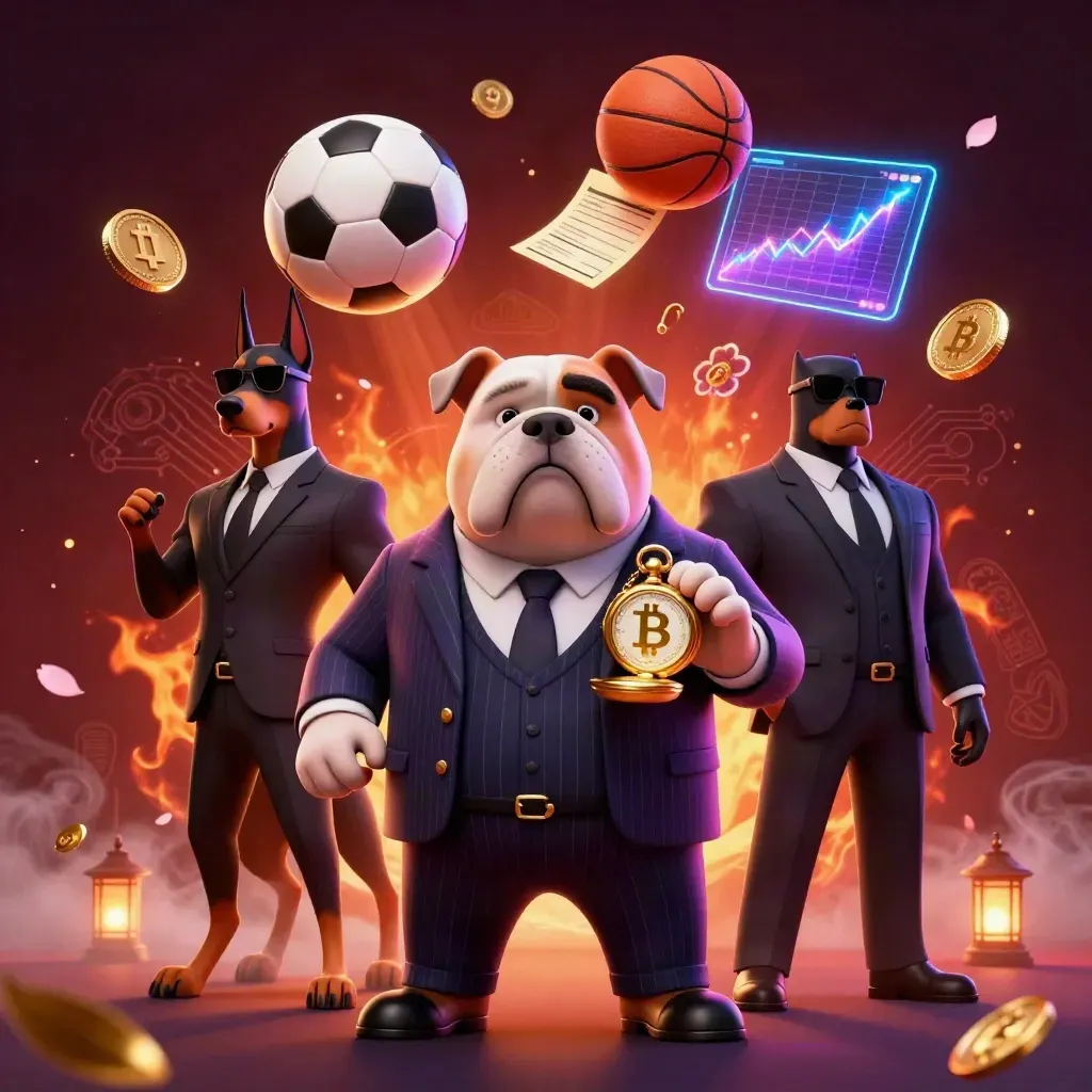 Bulldog boss and Dobermans amid sports bets, neon coins, and explosive court energy