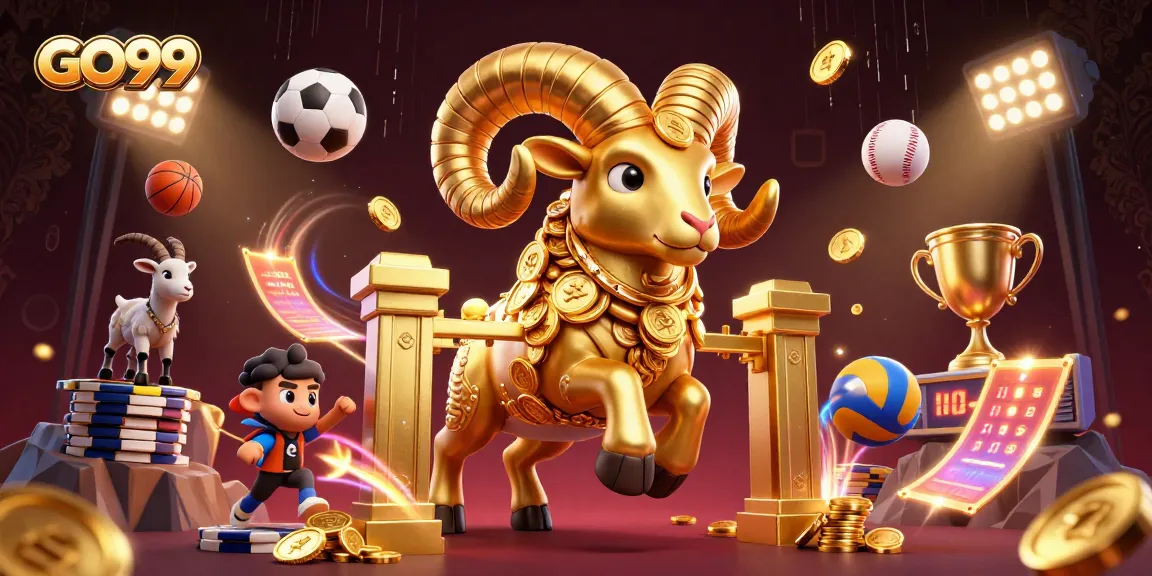 Experience GO99's thrilling action with a golden ram charging through the casino gates.