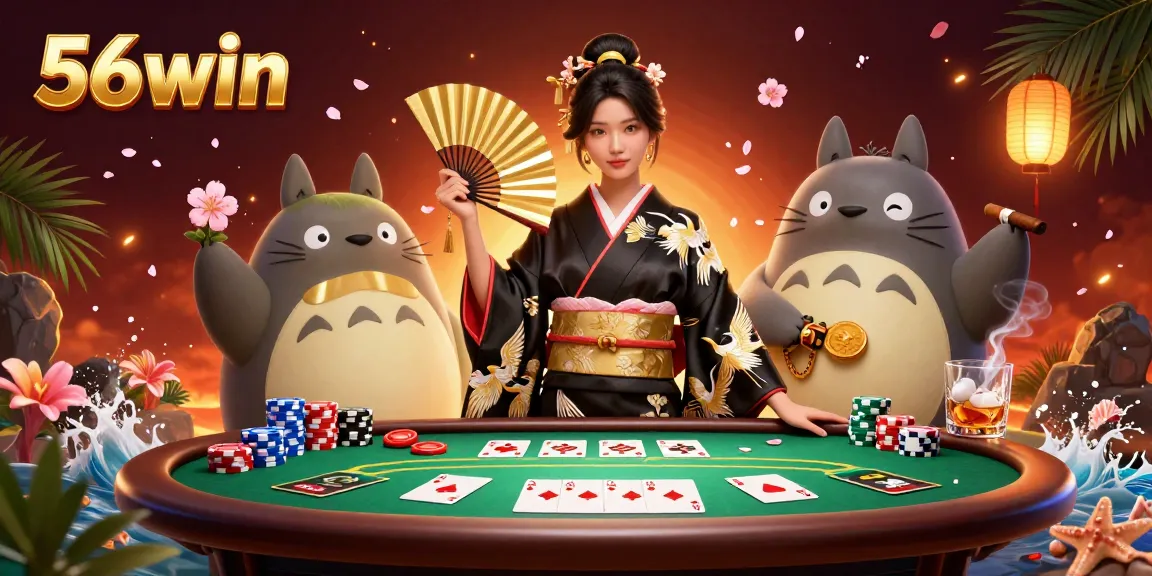 Experience lively gaming at 56win with vibrant characters and dynamic poker elements in a captivating atmosphere.