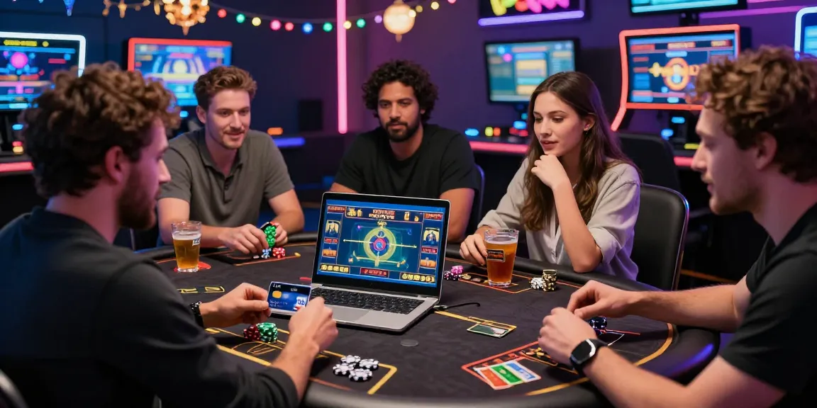 Engaging scene of players at online credit card casinos, showcasing excitement and diverse gameplay.
