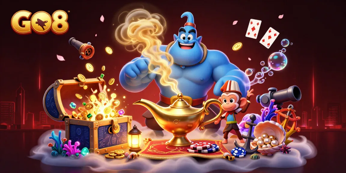 Win big at GO8 with an exciting 3D genie and treasure-filled casino adventure.