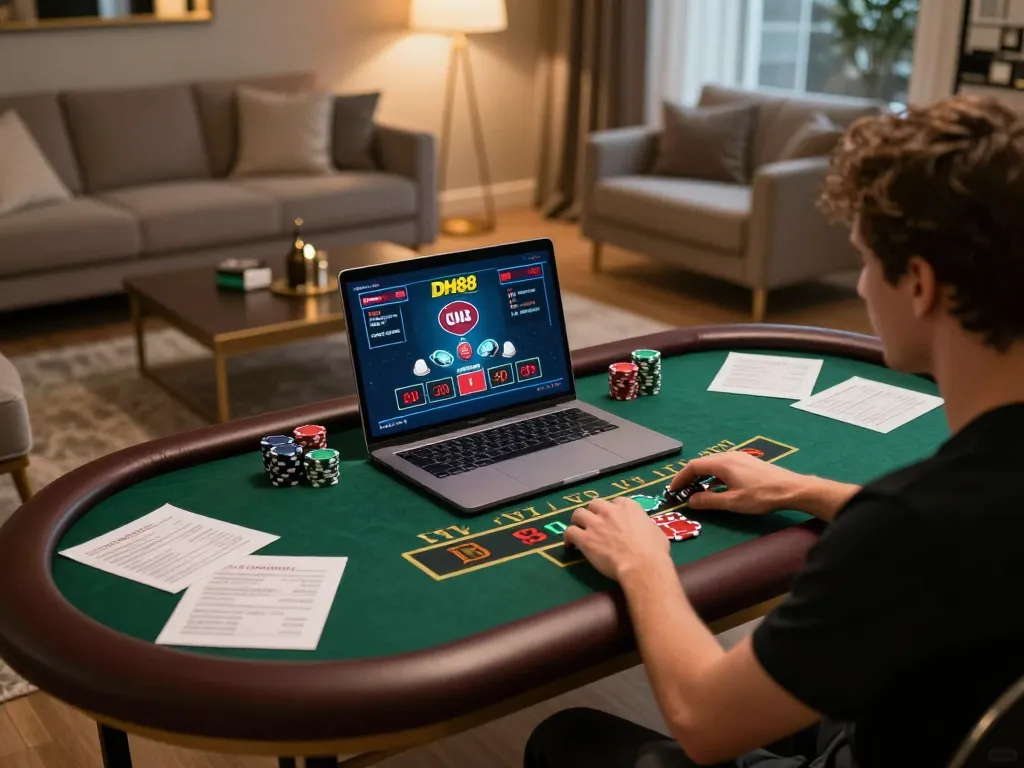Player engaging in a thrilling live dealer blackjack game at DH88 online casino.