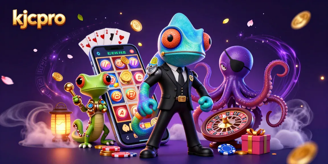 KJCpro showcases a dynamic gambling scene with engaging characters and casino elements, appealing to online players.