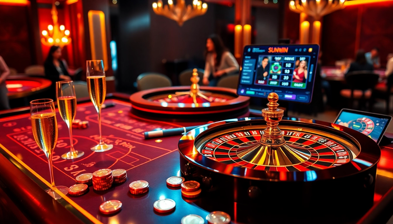 Experience the thrilling gameplay at SUNWIN with vibrant casino tables and exciting winning opportunities.