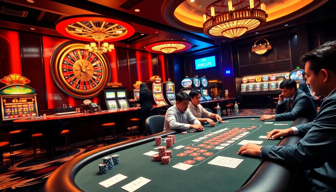 Experience the thrill of Go8 online gambling with a vibrant casino setting filled with poker chips and a roulette wheel.