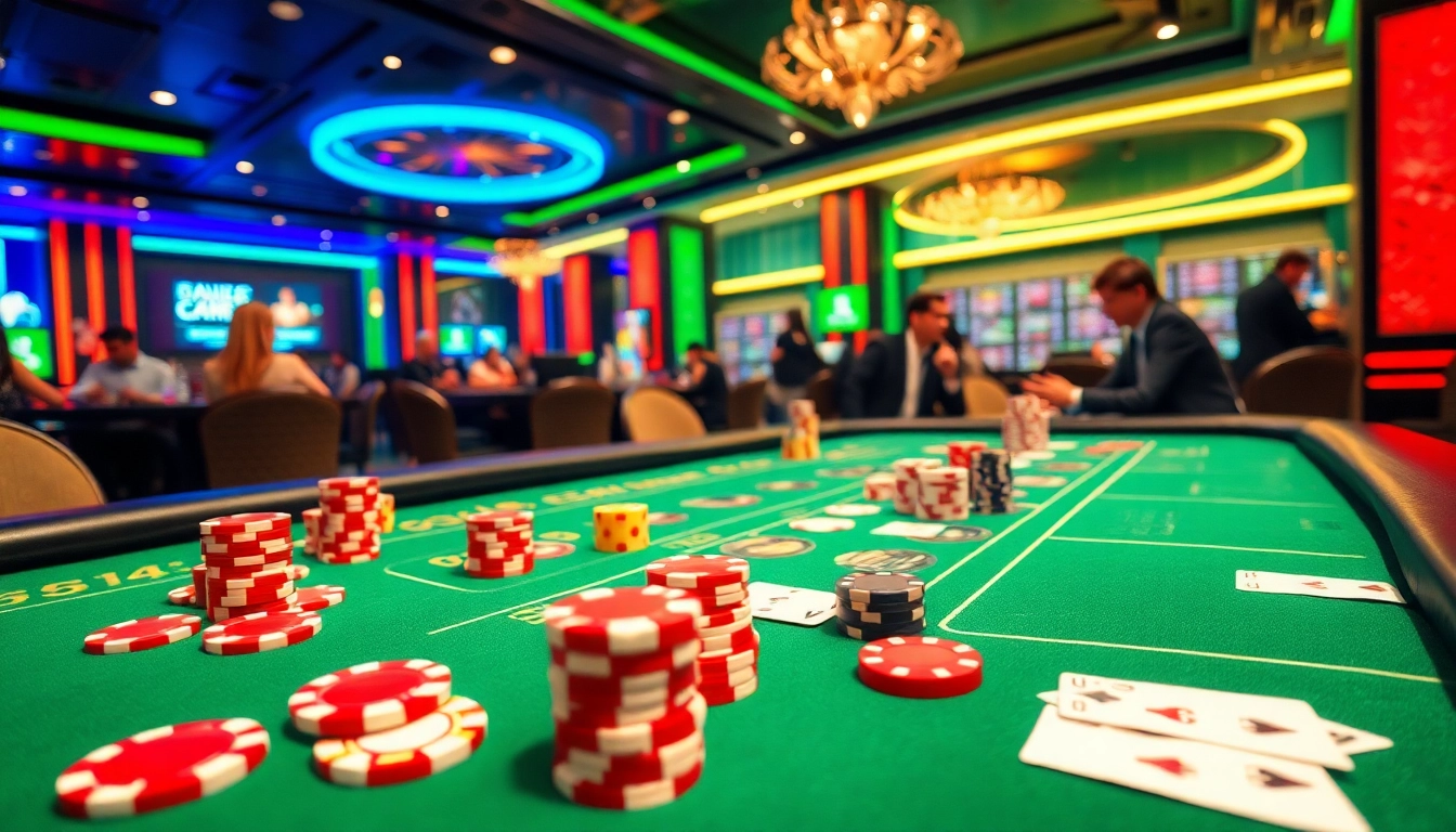 Experience thrilling gameplay at mb66.nyc with vibrant casino elements like poker chips and playing cards.