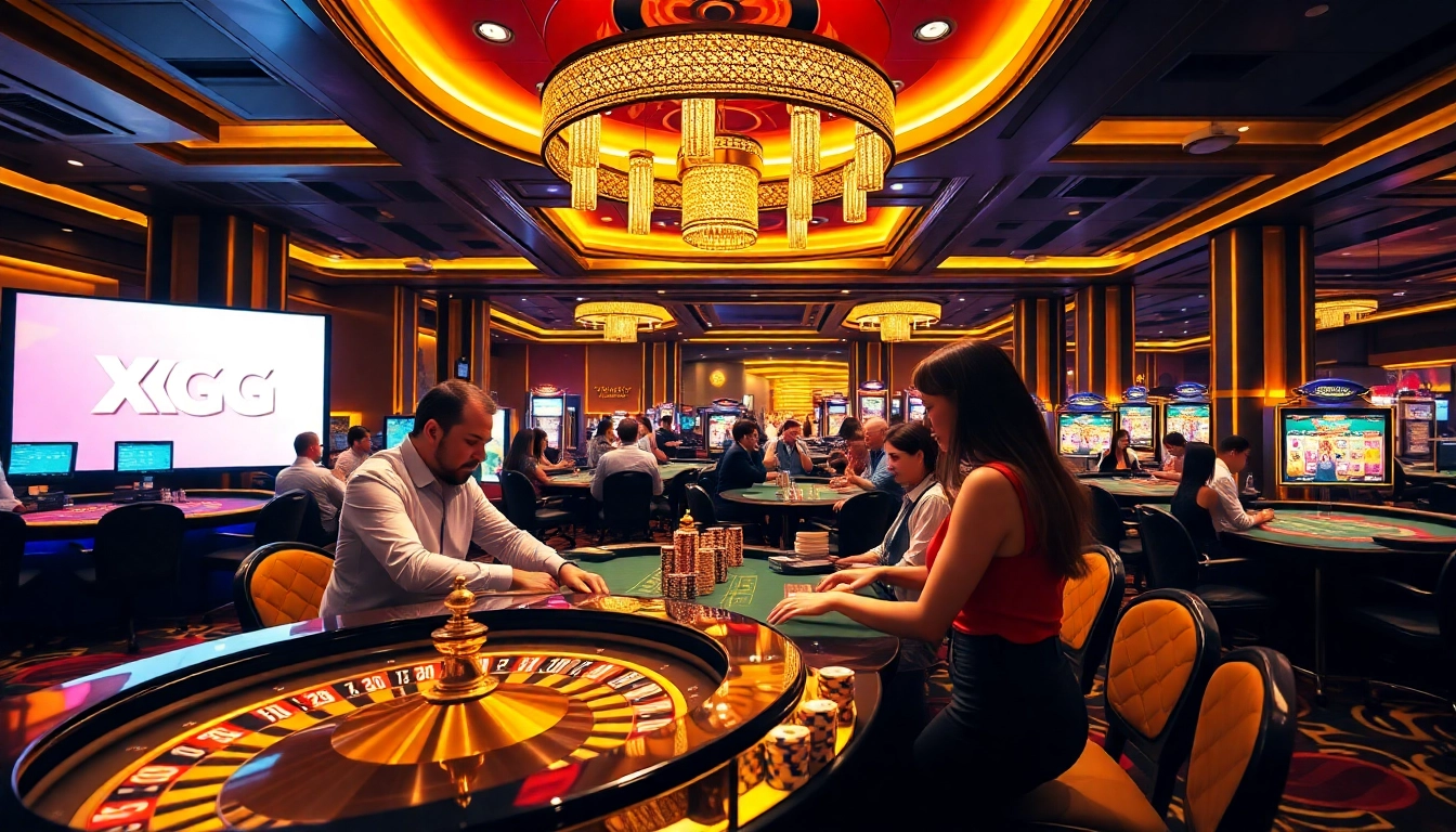 Experience the excitement of gambling at XXGG with a vibrant casino atmosphere filled with games and players.