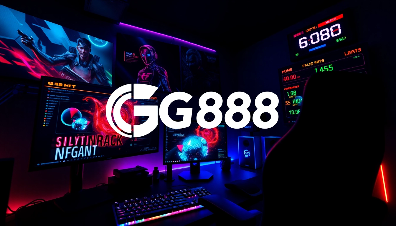 G88 gaming interface with vibrant visuals and modern tech setup.